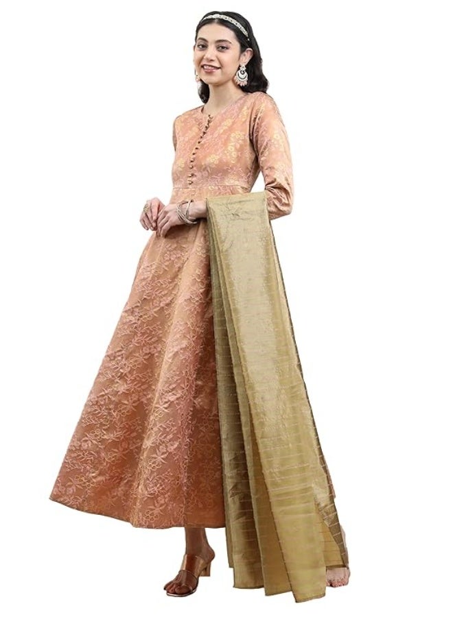Vishudh Women's Dress & Dupatta Set | Ready-to-Wear for Women | Coordinate Fashion gold/mustard L - Image 1