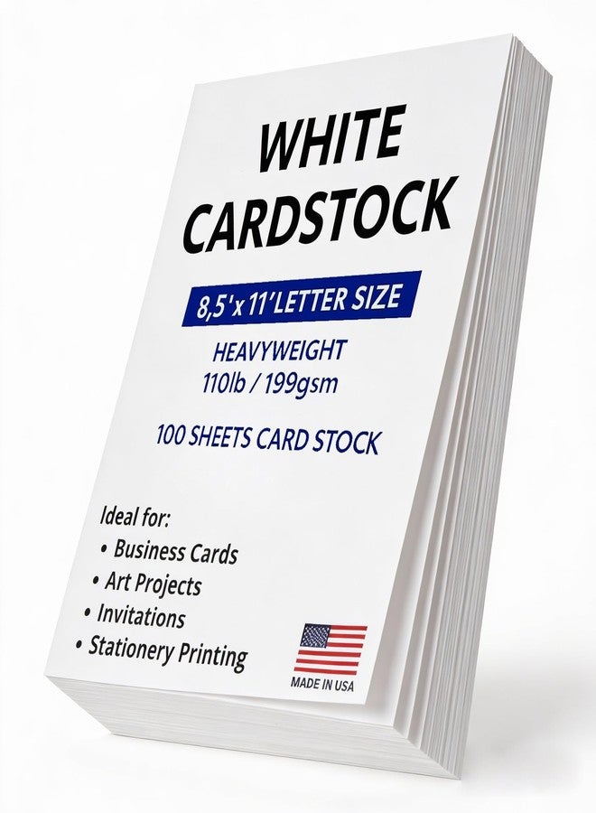 WritePads Veritas Cardstock Printer Paper, White Copy Paper, 8.5” x 11” Computer Paper, 110lb/199gsm Multi-Purpose paper, 100 Sheets Card Stock, Made in USA - Image 1