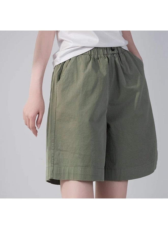 XINYANG Women's Cargo Wide-leg Shorts 2025 Summer Unisex Plus Size Loose Fit Cotton Casual 5-point Shorts - Image 3