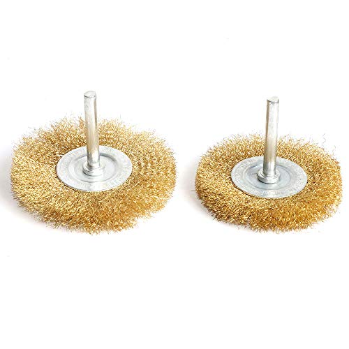 FPPO 5pcs Brass Wire Wheel Brush Kit for Drill,Crimped Cup Brush with 1/4-Inch Shank ,0.13mm True Brass Wire,Soft Enough to Cleaning or Deburring with Less Scrach - Image 3