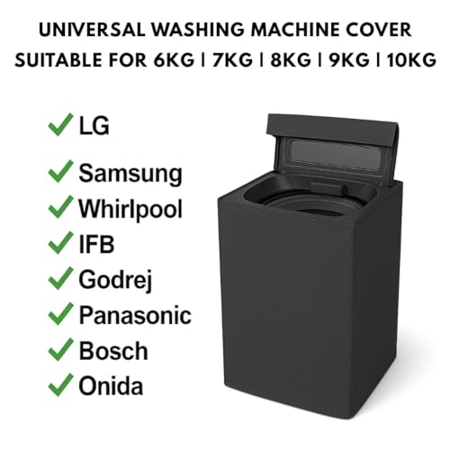 URBAN SELECT Top Load Washing Machine Cover for 10 kg Models | Waterproof & Dustproof Polyester Protector with Top Zip & Back Holes | Compatible with Samsung, IFB, LG, Whirlpool, Bosch, Haier, Siemens & More |1 PC - Image 3