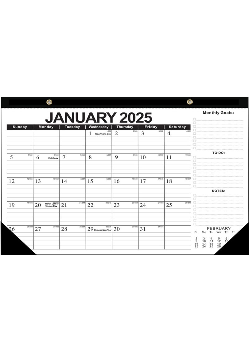 phomemo - 2025-2026 Wall Calendar, Desk Calendar from January 2025 to June 2026, 18 Months Calendar Desktop Calendar for Planning Use for Home or Office, 43 x 30.5 cm/17 x 12 inch (Black) - Image 1