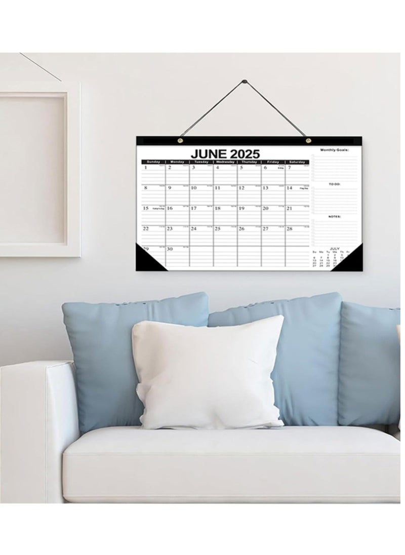 phomemo - 2025-2026 Wall Calendar, Desk Calendar from January 2025 to June 2026, 18 Months Calendar Desktop Calendar for Planning Use for Home or Office, 43 x 30.5 cm/17 x 12 inch (Black) - Image 1