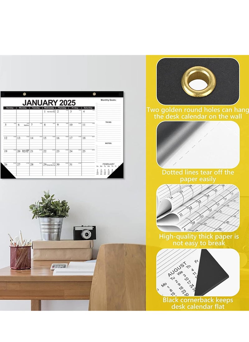 phomemo - 2025-2026 Wall Calendar, Desk Calendar from January 2025 to June 2026, 18 Months Calendar Desktop Calendar for Planning Use for Home or Office, 43 x 30.5 cm/17 x 12 inch (Black) - Image 1