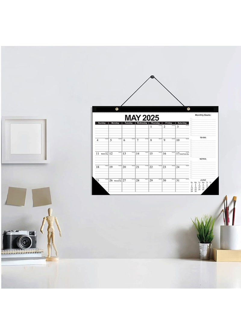 phomemo - 2025-2026 Wall Calendar, Desk Calendar from January 2025 to June 2026, 18 Months Calendar Desktop Calendar for Planning Use for Home or Office, 43 x 30.5 cm/17 x 12 inch (Black) - Image 1