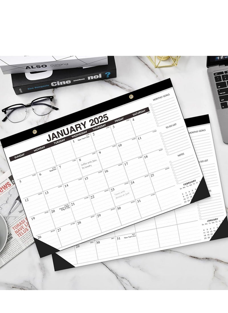 phomemo - 2025-2026 Wall Calendar, Desk Calendar from January 2025 to June 2026, 18 Months Calendar Desktop Calendar for Planning Use for Home or Office, 43 x 30.5 cm/17 x 12 inch (Black) - Image 1