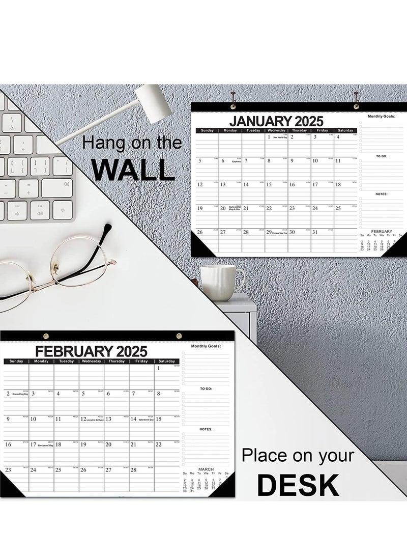 phomemo - 2025-2026 Wall Calendar, Desk Calendar from January 2025 to June 2026, 18 Months Calendar Desktop Calendar for Planning Use for Home or Office, 43 x 30.5 cm/17 x 12 inch (Black) - Image 1