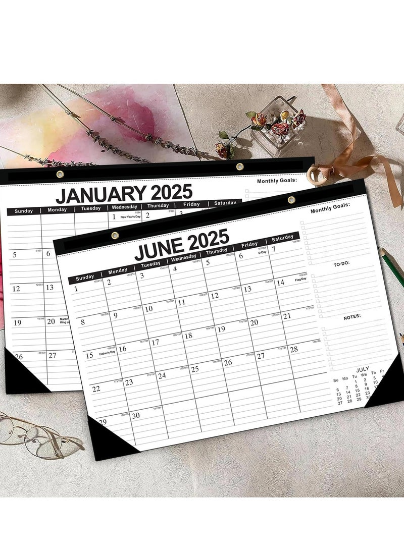 phomemo - 2025-2026 Wall Calendar, Desk Calendar from January 2025 to June 2026, 18 Months Calendar Desktop Calendar for Planning Use for Home or Office, 43 x 30.5 cm/17 x 12 inch (Black) - Image 1