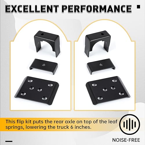 KUAFU 6" Rear Axle Flip Lowering Drop Kit Compatible with 1999-2007 C1500 1500 Silverado Sierra 2WD / 4WD Rear Axle Flip Kit Powder Coated Steel Black - Image 2