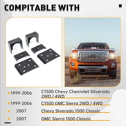 KUAFU 6" Rear Axle Flip Lowering Drop Kit Compatible with 1999-2007 C1500 1500 Silverado Sierra 2WD / 4WD Rear Axle Flip Kit Powder Coated Steel Black - Image 3