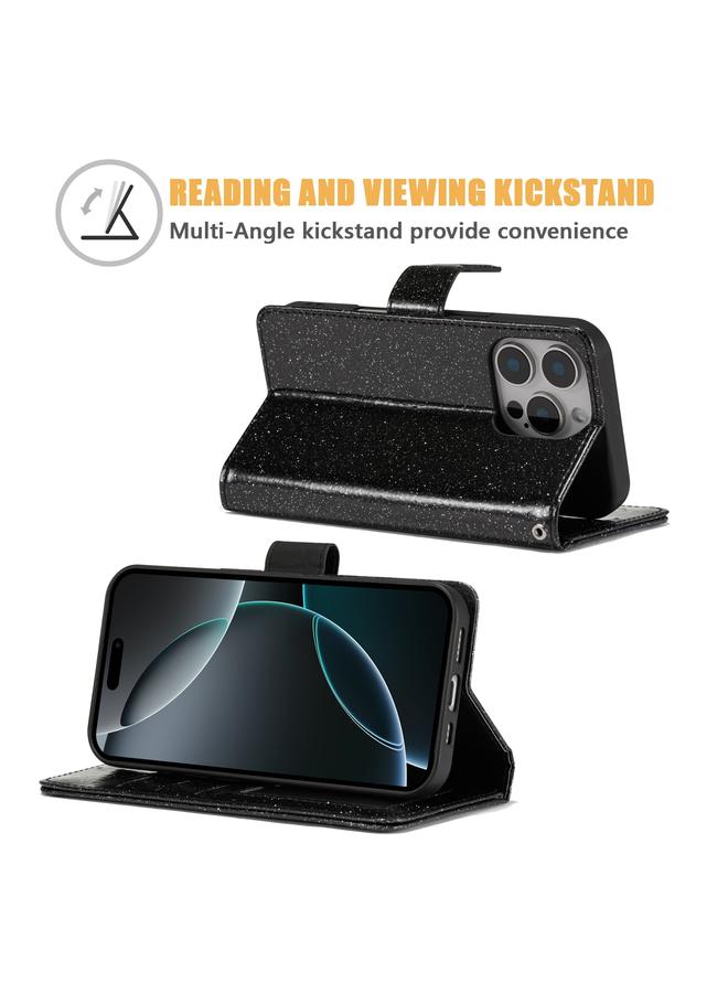 S-TOP Case For iPhone 16 Pro Max Glitter Powder Love Leather Phone Case - Image 4