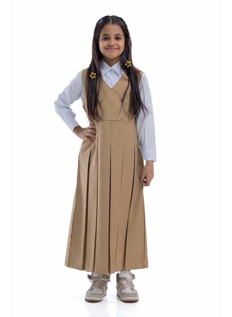 مريول لارا مريول روضة بناتي بيج سادة بكسرات – زي مدرسي أنيق لرياض الأطفال ( قطعة واحدة فقط) - Image 3