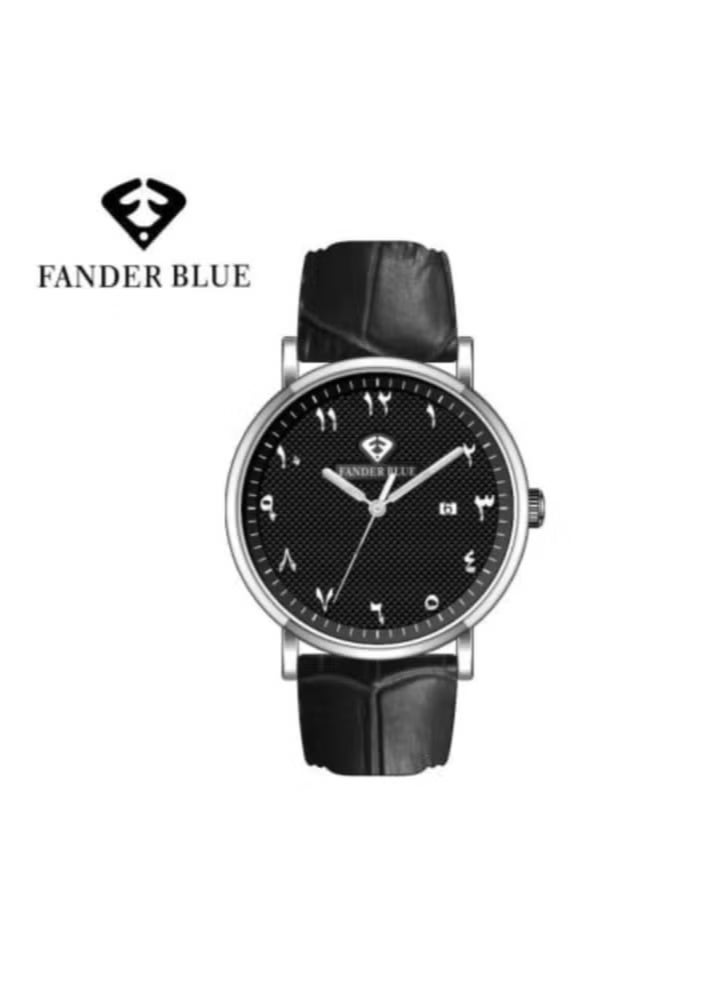 FANDER BLUE Leather strap watch featuring classic Arabic numerals that is light on the wrist