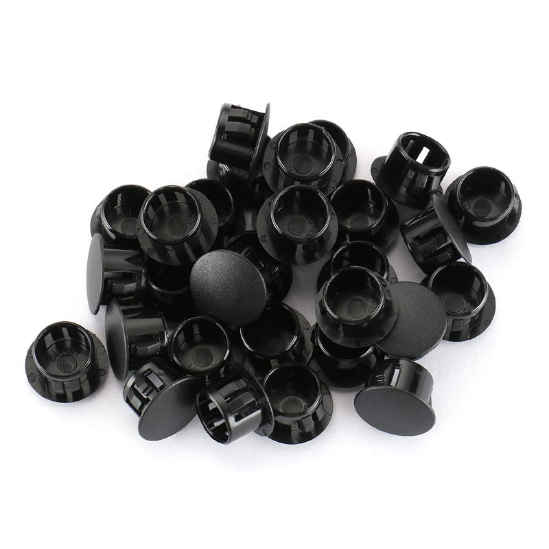 Baomain 100-Pack Plastic Hole Plugs Black 1/2" (12.6mm) Locking Hole Plugs HP-13 Snap-in Panel Covers for Furniture, Cabinets & Automotive