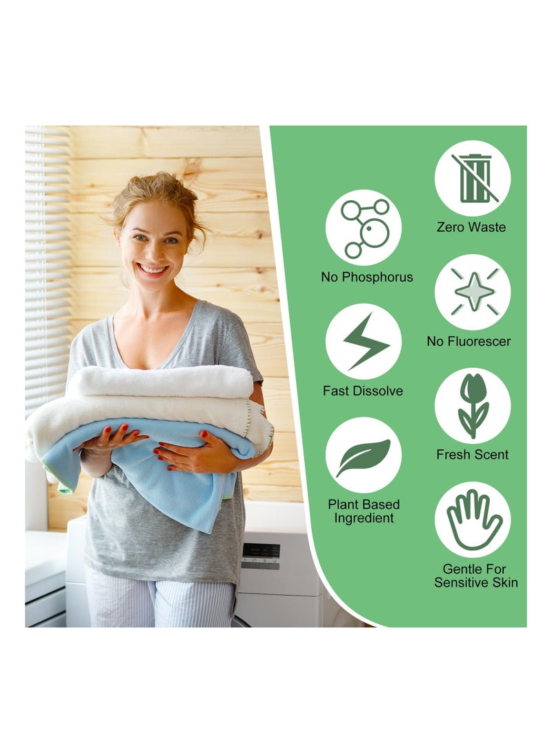 أوراق منظف الغسيل، 300 ورقة بالجملة، أوراق صابون الغسيل بدون تسرب، شرائح غسيل بدون سائلة مضادة للحساسية، أوراق غسيل معطرة للاستخدام المنزلي أو السكن الجامعي (لون منعش) - Image 2