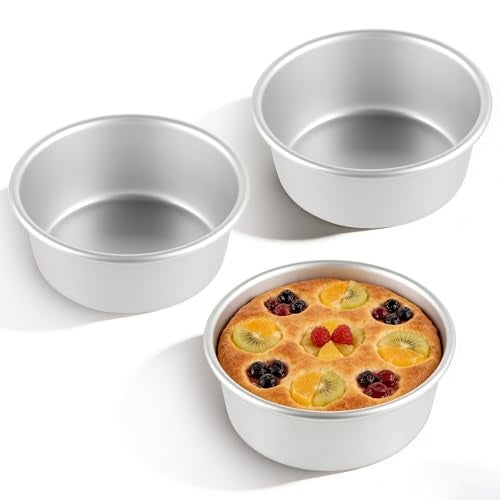 FrutPunch 4 Inch Cake Pan, Anodized Aluminum Baking Round Cake Pans Tins Bakeware, Mini Cake Pans for Birthday Wedding, Mirror Finish, Easy Releasing, Set of 3 - Image 1