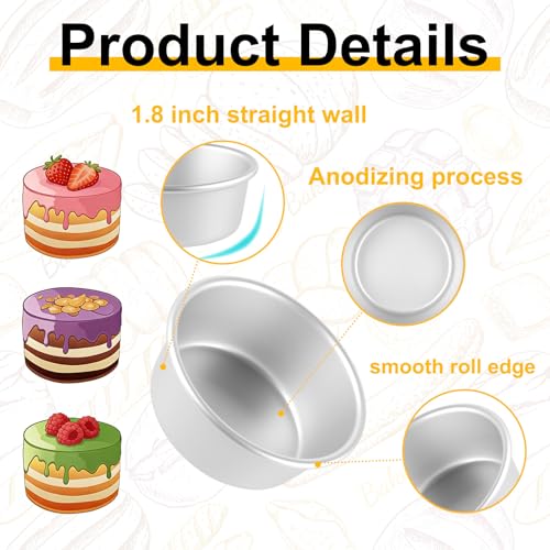 FrutPunch 4 Inch Cake Pan, Anodized Aluminum Baking Round Cake Pans Tins Bakeware, Mini Cake Pans for Birthday Wedding, Mirror Finish, Easy Releasing, Set of 3 - Image 3