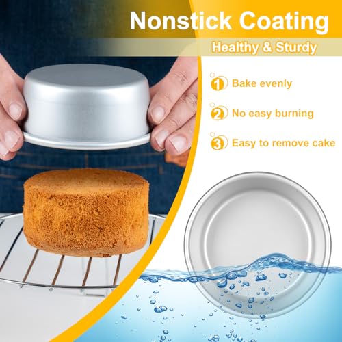 FrutPunch 4 Inch Cake Pan, Anodized Aluminum Baking Round Cake Pans Tins Bakeware, Mini Cake Pans for Birthday Wedding, Mirror Finish, Easy Releasing, Set of 3 - Image 5
