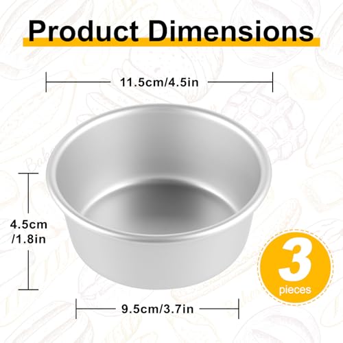 FrutPunch 4 Inch Cake Pan, Anodized Aluminum Baking Round Cake Pans Tins Bakeware, Mini Cake Pans for Birthday Wedding, Mirror Finish, Easy Releasing, Set of 3 - Image 2