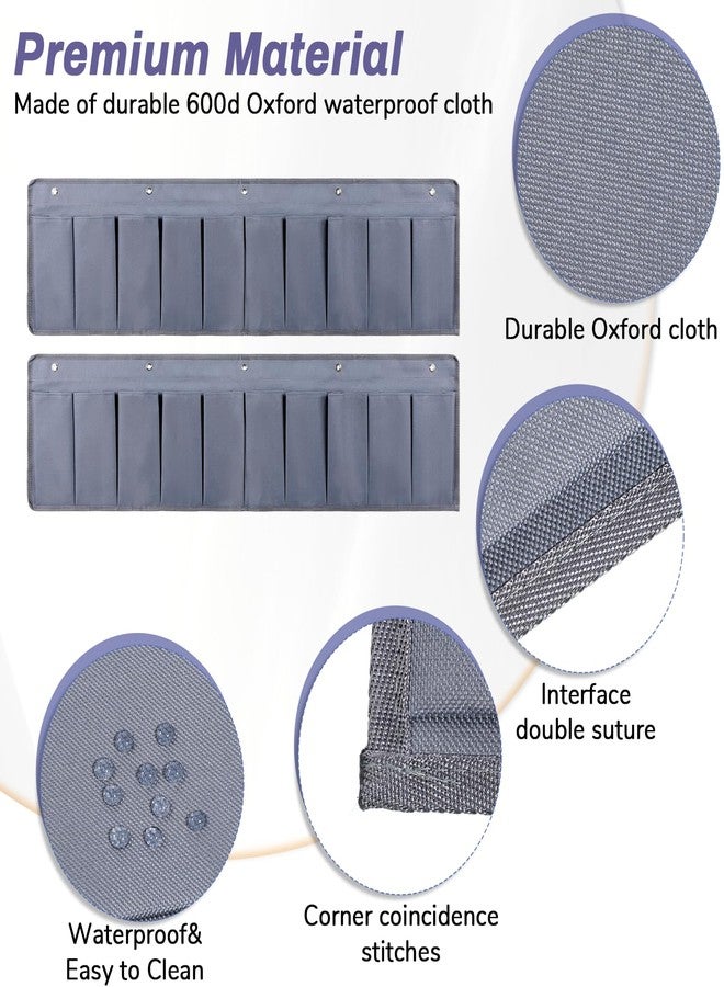 SHENLIU 2 Pcs RV Shoe Pockets 10 Pockets Heavy Hanging Bedside Pocket Shoe Storage Organizer with Sturdy Hooks Storage Pocket Hangs on Bed for Shoes Bottle Toiletry and Tool Accessories - Image 4