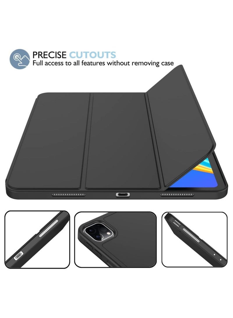 راكسوم جراب iPad Pro 12.9 الجديد 2022 (الجيل السادس) / 2021 (الجيل الخامس) مع حامل قلم رصاص [يدعم شحن/اقتران قلم iPad الثاني]، جراب ذكي ثلاثي الطي مع ظهر ناعم من مادة TPU - Image 4