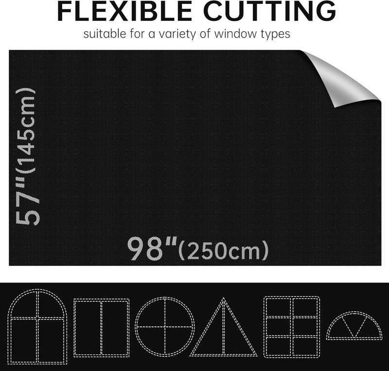 bemece Blackout Roller Shade, Roller Shades Blackout Blinds with Velcro and Tape, No Drill and Easy to Cut, Fit for Nursery, Home, Travel, Office- 98’ x 57’ - Image 2
