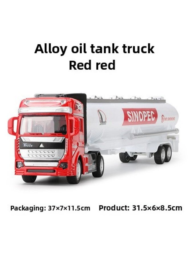 Alloy Container Truck Express Truck Container Transport Tow Bar Truck Model Children's Toys Children's Day Hot-Color:Red Oil Tanker  - Image 1