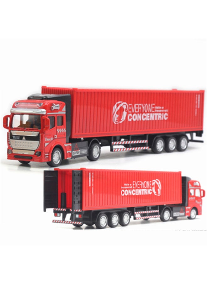 Alloy Container Truck Express Truck Container Transport Tow Bar Truck Model Children's Toys Children's Day Hot-Color:Red Oil Tanker  - Image 4