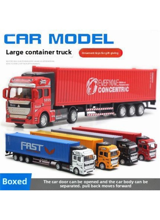 Alloy Container Truck Express Truck Container Transport Tow Bar Truck Model Children's Toys Children's Day Hot-Color:Red Oil Tanker  - Image 2