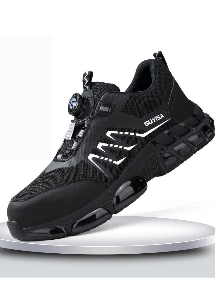 GUYISA Rotating Button Safety Shoes Steel Toe Work Shoes Protective Work Shoes Anti-slip Lightweight Breathable Work Sneakers for Men