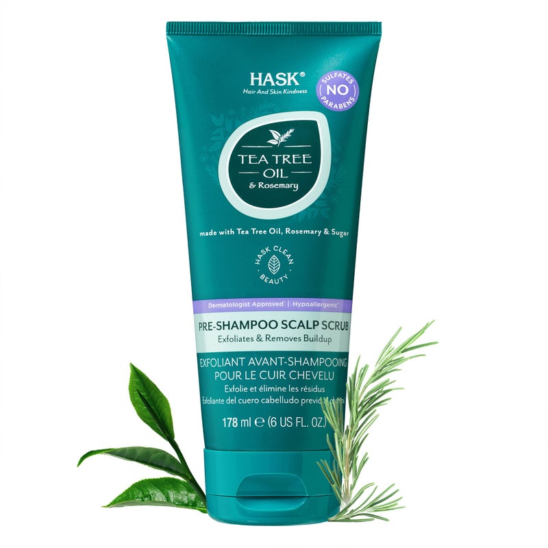 HASK TEA TREE OIL & ROSEMARY Pre-Shampoo Scalp Scrub for All Hair Types, Color Safe, Gluten-Free, Sulfate-Free, Paraben-Free, Cruelty-Free - Pack of 2 - Image 4