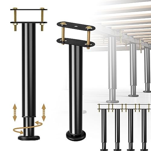 Laowu Laowu 4Pcs Metal Adjustable Height Center Support Leg for Bed Frame, Bed Support Legs for Wood Slats, Under Bed Frame  - Image 2