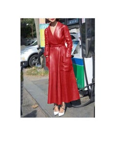 Autumn And Winter Elongated Leather Overcoat
