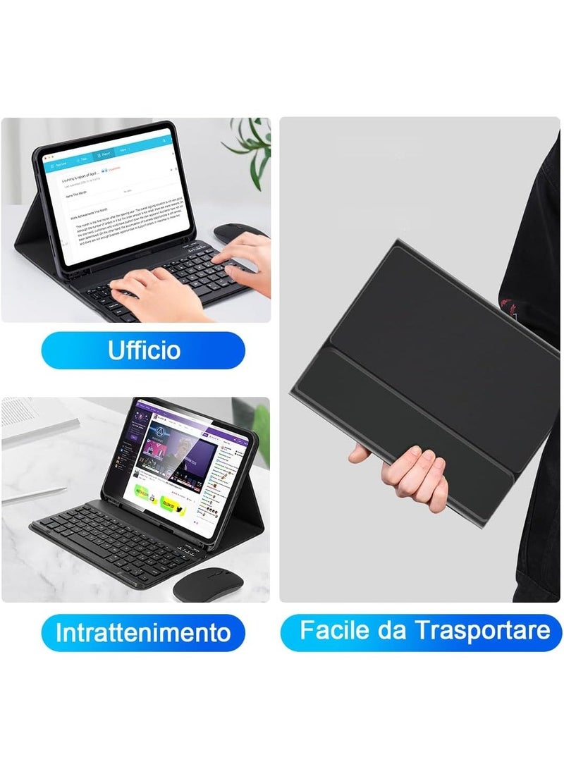 حافظة لوحة مفاتيح مع ماوس لجهاز iPad من الجيل الحادي عشر (A16) مقاس 11 بوصة (2025)، والجيل العاشر مقاس 10.9 بوصة (2022)، حافظة لوحة مفاتيح قابلة للفصل مغناطيسيًا وقابلة لإعادة الشحن، لوحة مفاتيح لاسلكية بتقنية بلوتوث، ثلاثة أوضاع للزاوية - Image 2