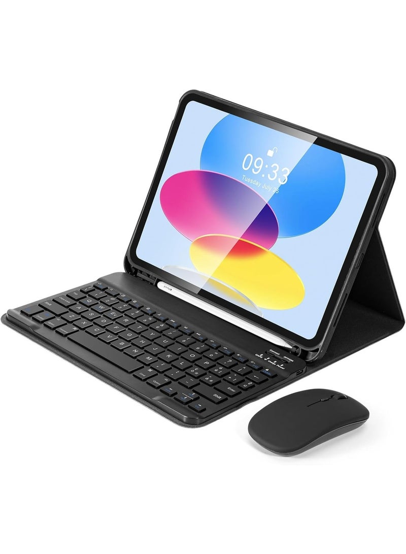 حافظة لوحة مفاتيح مع ماوس لجهاز iPad من الجيل الحادي عشر (A16) مقاس 11 بوصة (2025)، والجيل العاشر مقاس 10.9 بوصة (2022)، حافظة لوحة مفاتيح قابلة للفصل مغناطيسيًا وقابلة لإعادة الشحن، لوحة مفاتيح لاسلكية بتقنية بلوتوث، ثلاثة أوضاع للزاوية - Image 1