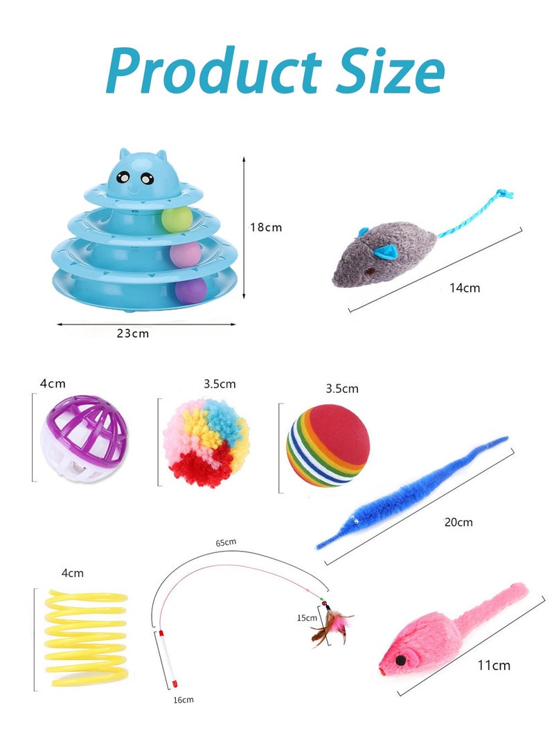 Kidle 15 Pcs Cat Toys for Indoor Cats Kitten Pet Interactive Fun Roller Exerciser Track Toys 3 Level Cat Teaser Ball Toys with Cat Feather Wand Toy - Image 2