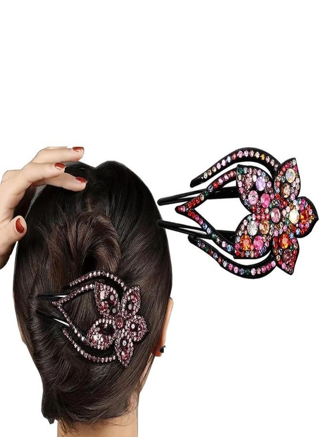 YANWENX 1PCS Heart Flower Rhinestone Hair Clip Duck Bill Barrettes Shiny Decorative Hair Clips Hair Accessories for Women - Image 2
