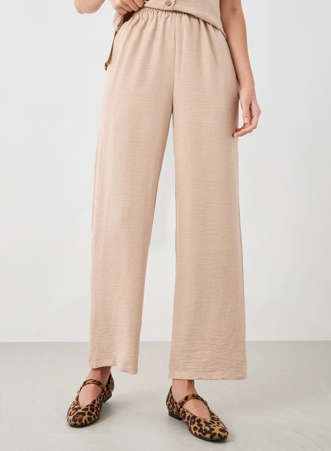 Take Two Take Two Spread Collar Belted Top with Pants Co-Ords
