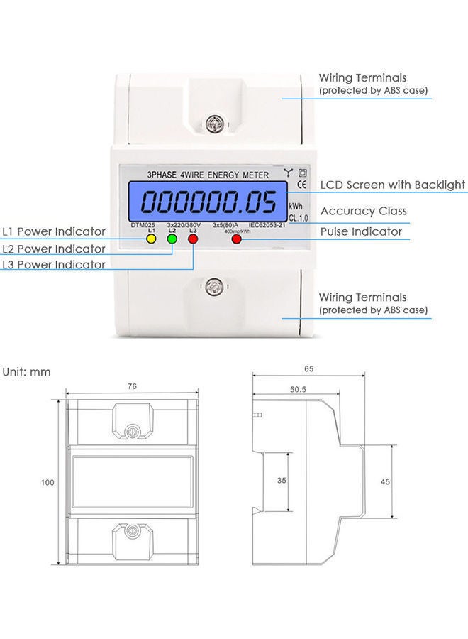 NIBEMINENT Digital Electric Power Meter With LCD Backlight Display White - Image 4