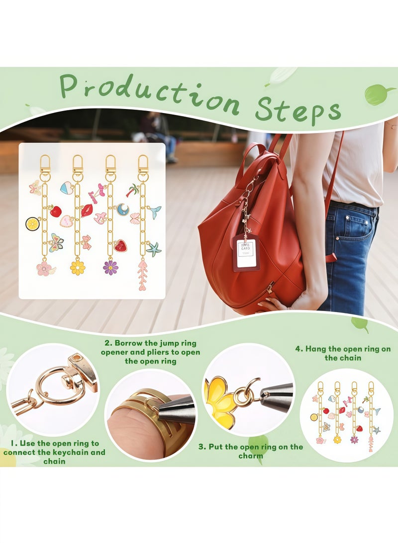 189Pcs Keychain Making Kit, Charm Jewelry Chain Making Crafts Including 60 Charms 12 Keychain Clips Hooks 15 Extender Chains 100 Jump Ring and Jewelry Plier for Crafts Accessories - Image 3