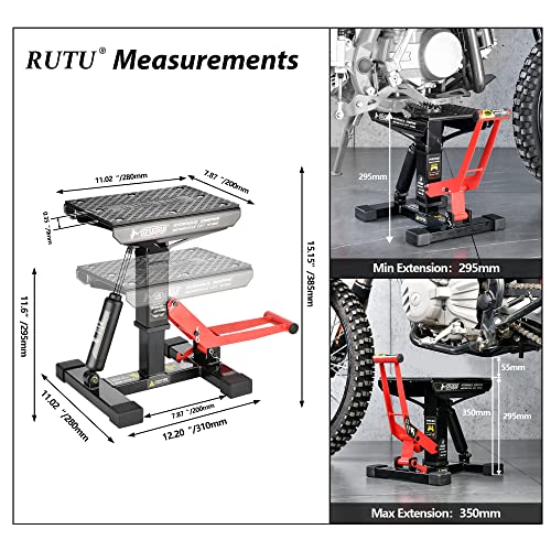 RUTU Hydraulic Motorcycle Lift Stand – Heavy-Duty Steel Maintenance Hoist Jack for Dirt Bike, Snowmobile - Motorcycle Stand Lift with 1000Lbs Capacity - Motorbike Repair Accessories Tools - Image 3