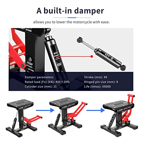RUTU Hydraulic Motorcycle Lift Stand – Heavy-Duty Steel Maintenance Hoist Jack for Dirt Bike, Snowmobile - Motorcycle Stand Lift with 1000Lbs Capacity - Motorbike Repair Accessories Tools - Image 2