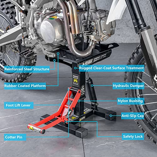 RUTU Hydraulic Motorcycle Lift Stand – Heavy-Duty Steel Maintenance Hoist Jack for Dirt Bike, Snowmobile - Motorcycle Stand Lift with 1000Lbs Capacity - Motorbike Repair Accessories Tools - Image 4