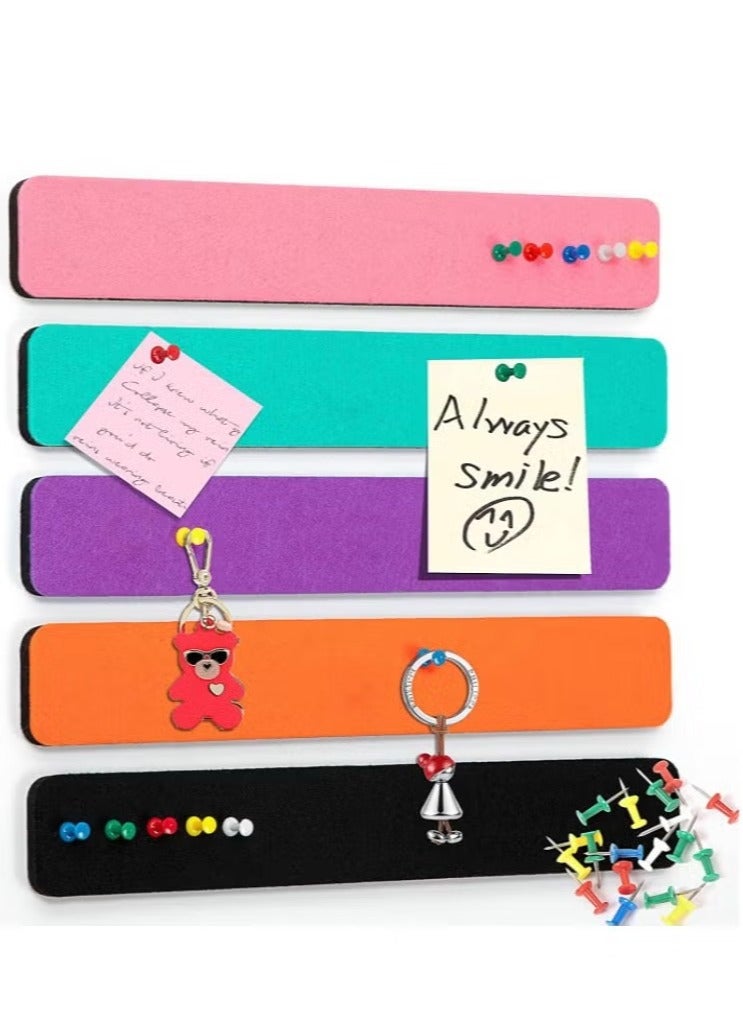 Generic 5 Pack Bulletin Board Strips, COIDEA Felt Pin Board Bar with 35 Push Pins Self-Adhesive Felt Bulletin Board for Office School Home Wall Decoration, for Organize Memo, Photos, Display  - Image 1