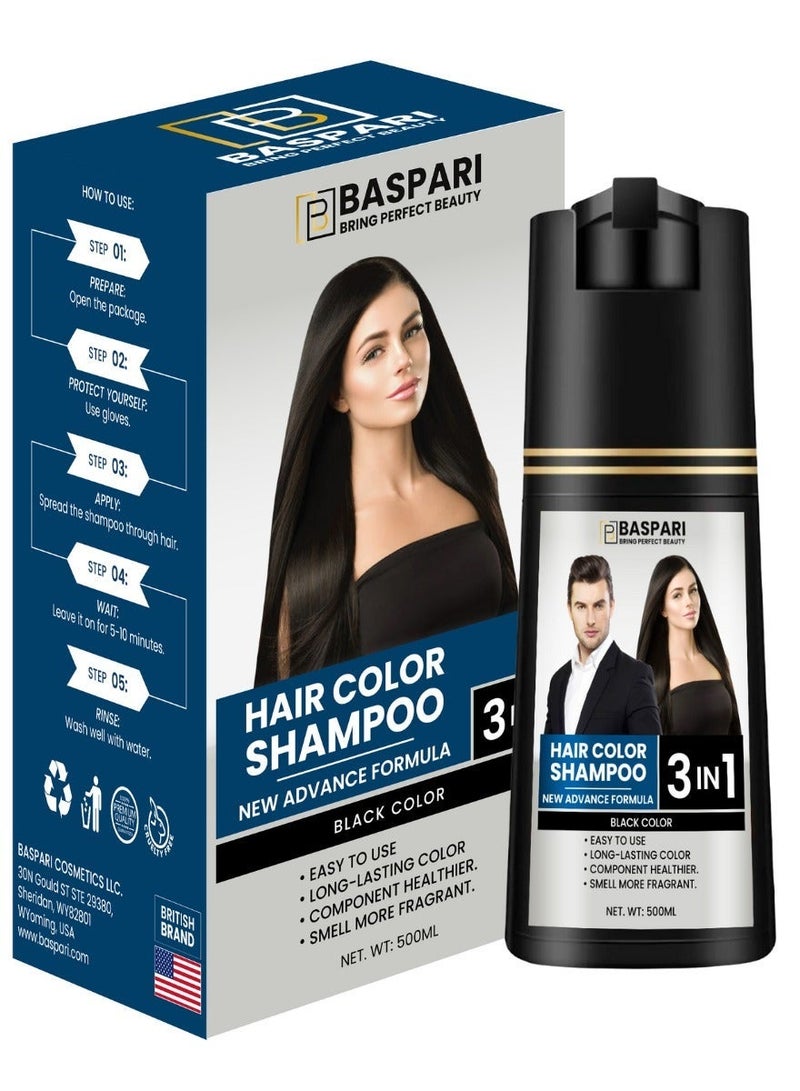 Baspari vip Ginger hair color shampoo 500ml - 3 in 1 Black Dye Shampoo - Image 2