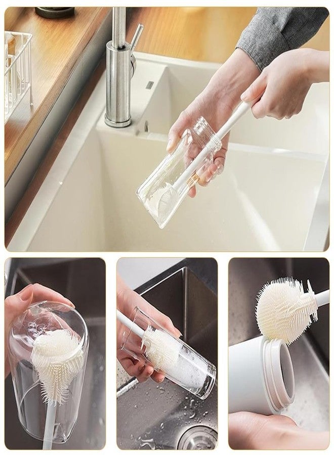 Tyagy Silicone Bottle Cleaning Brush Scrubber, Long Handle, Foldable, Soft Bristles for Cups, Baby Bottles, Thermoses (Pack of 4 Pcs) - Image 2