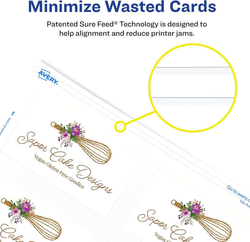 Avery Clean Edge Printable Business Cards - 400 Cards, 2" x 3.5", Laser Printer Compatible - Image 4