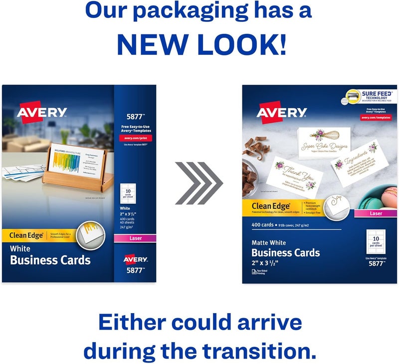 Avery Clean Edge Printable Business Cards - 400 Cards, 2" x 3.5", Laser Printer Compatible - Image 3