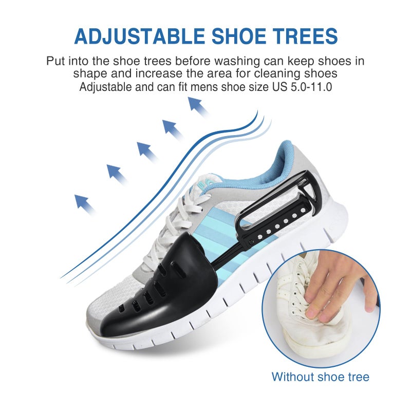 Teletrogy Shoe Washing Bag for Washing Machine, Fluffy Fibers Keep 360Â° Wrap-around Cleaning, Adjustable Shoe Trees, Durable Hidden Zipper Reusable Laundry Bag for Sneaker Gym Shoes White - Image 4