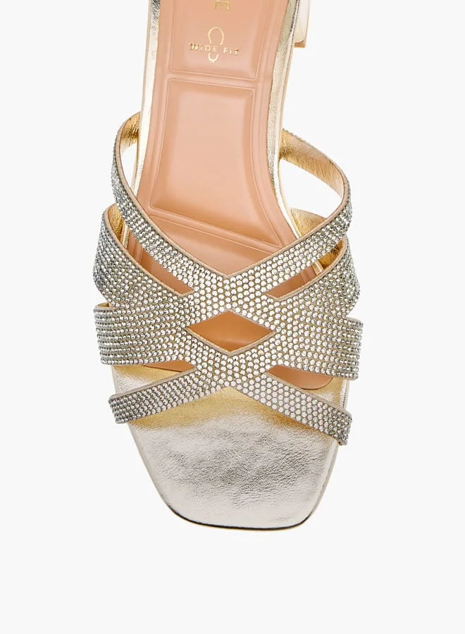 Celeste Womens Embellished Slip-On Sandals With Block Heels